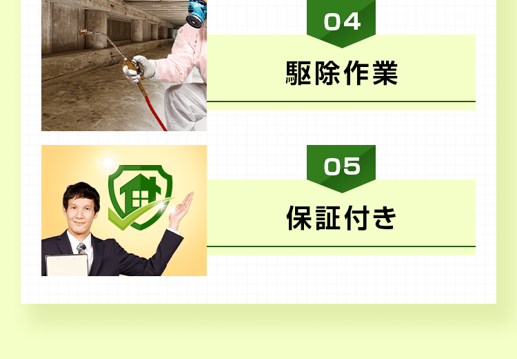 駆除作業、保証付き